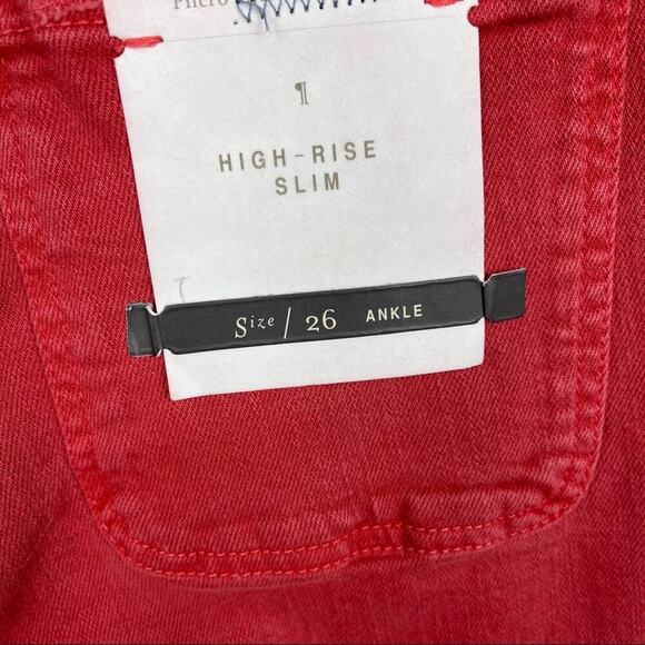 Anthropologie Pilcro Jeans Sz26 Red High-Rise Slim Straight Ankle Distressed NEW - Picture 12 of 12